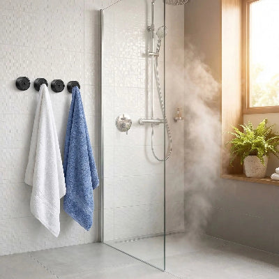 porte serviette facile a installer pret de la douche