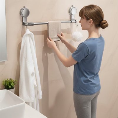Porte serviette mural compatible avec miroirs parois de douche etc
