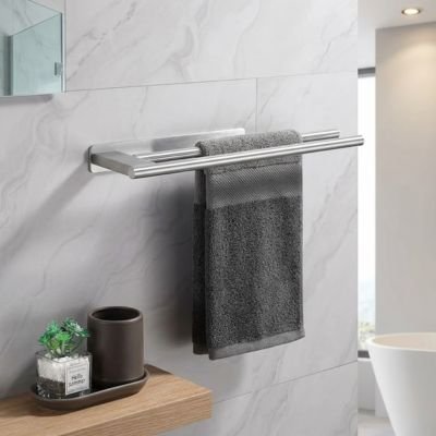 Porte serviette salle de bain a fixation simple avec visserie