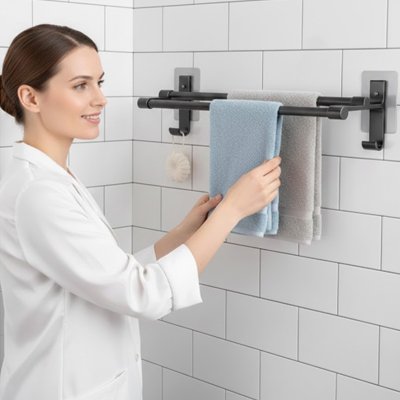 Porte serviette salle de bain a largeur ajustable pour s'adapter