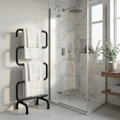 porte serviettes chauffant en forme de s noir