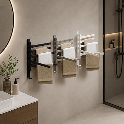 Porte-serviettes design avec bras pivotants pour rangement pratique 
