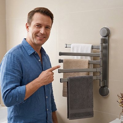 Porte-serviettes rabattable résistant à l’humidité des salles de bain 