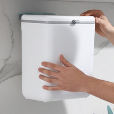 Poubelle murale​ blanche d'une capacité de neuf litres