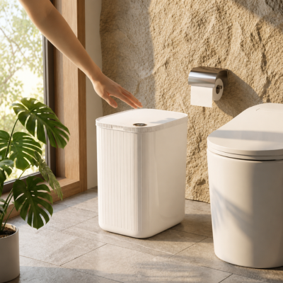 poubelle-salle-de-bain-blanche-hygiénique-sans-contact