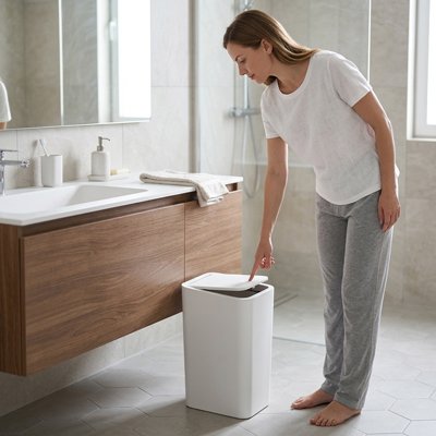 Poubelle salle de bain modernes qui s'intègre discrètement