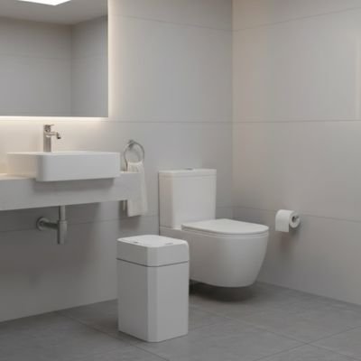 Poubelle salle de bain qui s'intègre discrètement 