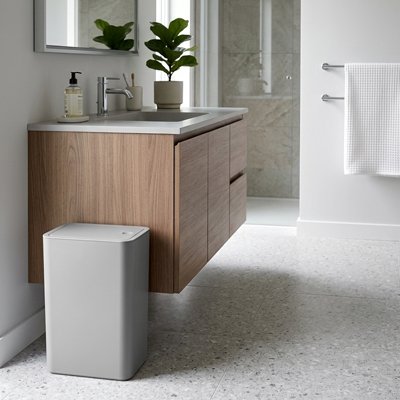 Poubelle salle de bain qui s'intègre harmonieusement dans les espaces 