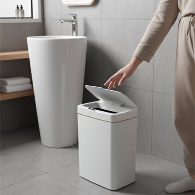 Poubelle wc fini blanc minimaliste