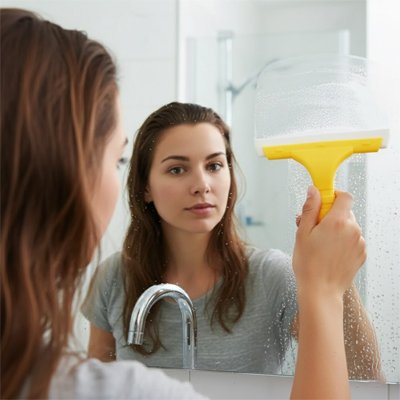 Raclette douche de couleur jaune avec lame en silicone