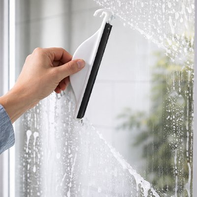 Raclette douche éliminant l'eau et la condensation en un passage