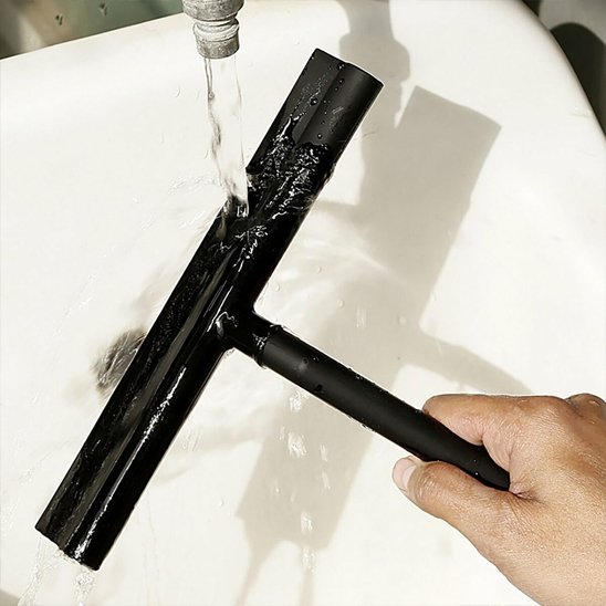 Raclette douche un simple passage sous l'eau pour éliminer résidus