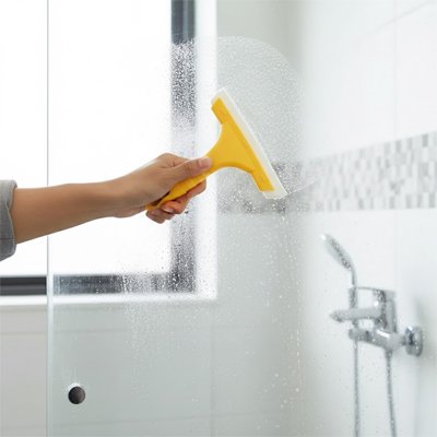 Raclette douche utilisable sur vitres, miroirs, douche et carrelage 