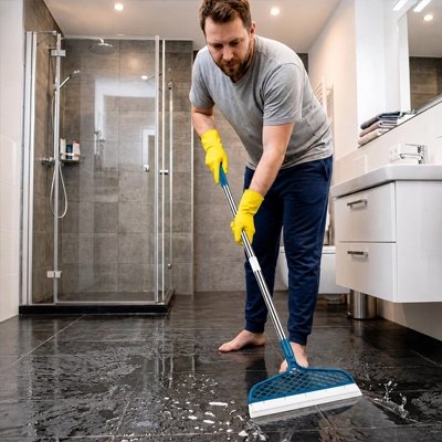 ​Raclette télescopique  pour nettoyer le sol de la salle de bain
