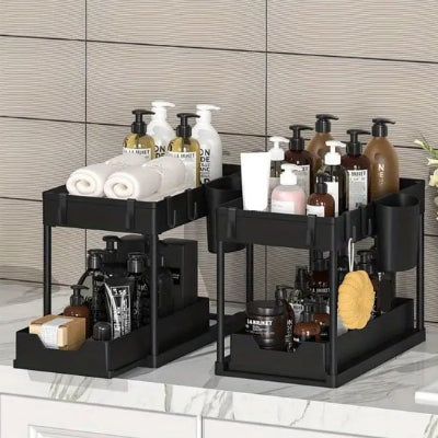 Rangement sous evier s'adaptant aux espaces restreints sous lavabo
