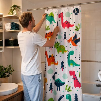 Rideau de douche apportant une touche décorative et amusante 