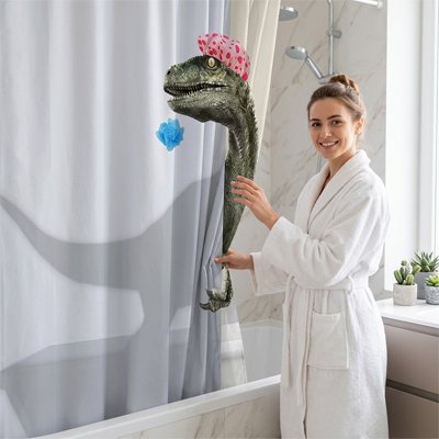 Rideau de douche avec dinosaure traité résistant à l'eau  