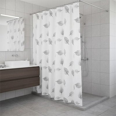 Rideau de douche avec Imprimé moderne de feuilles grises 