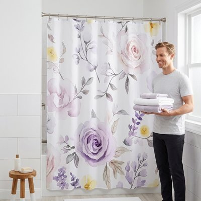 Rideau de douche compatible avec les barres de douche classiques