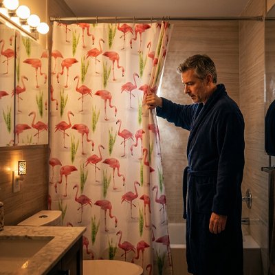Rideau de douche en tissu résistant avec traitement imperméable