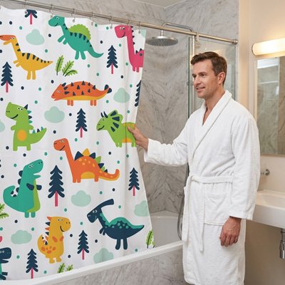 Rideau de douche lavable en machine rapide et hygiénique