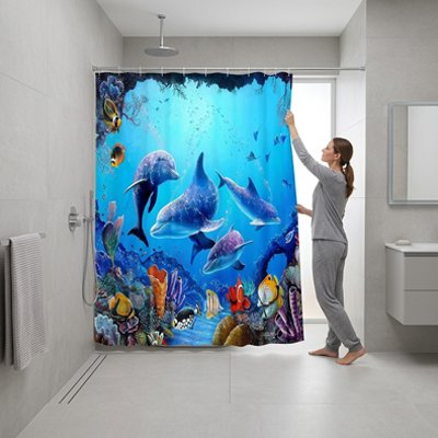  Rideau de douche original avec œillets renforcés et design immersif 