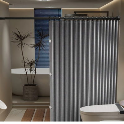 rideau de douche pliant gris avec aimant