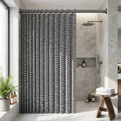 rideau de douche pliant gris foncé