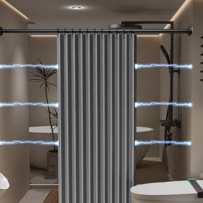 rideau de douche pliant gris foncé