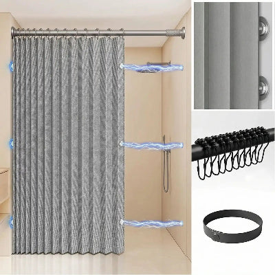 rideau de douche pliant gris pale