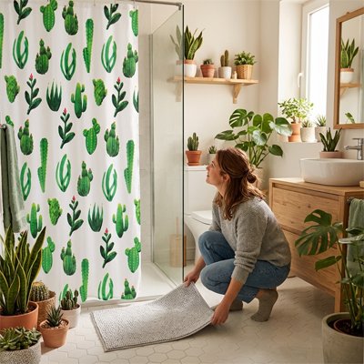 Rideau de douche standard adapté aux baignoires et douche classiques