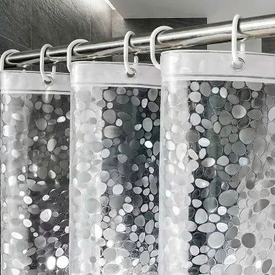 rideau de douche transparent avec crochet blanc