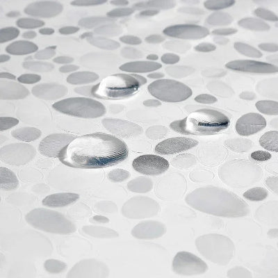 rideau de douche transparent avec motif de galet