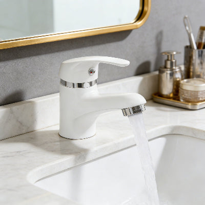 robinet de lavabo de salle de bain blanc elegant