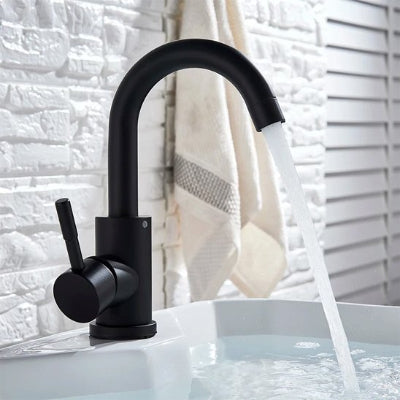 Robinet de salle de bain col de cygne noir mat noir mat