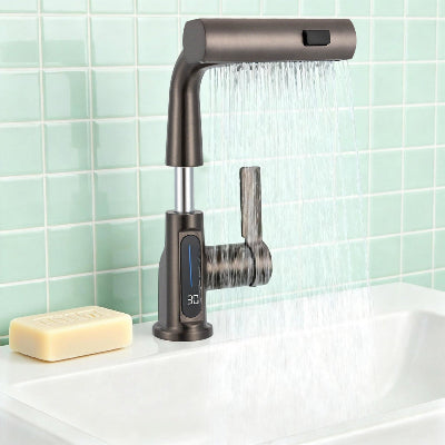robinet pour lavabo de couleur gris canon