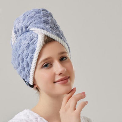 serviette cheveux bleu en microfibre à haute capacité d'absorption 