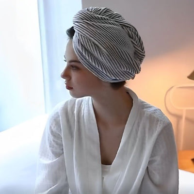 Serviette cheveux charbon de bambou lavable en machine