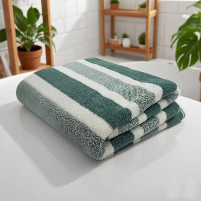 serviette de bain rayée élégante mesure 70x130cm