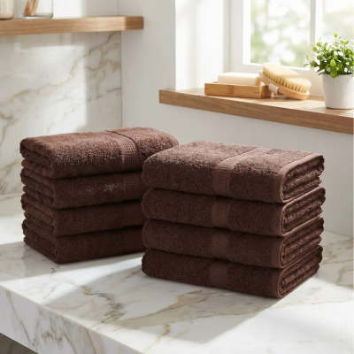 serviette invité marron en coton doux absorbant lot de 10