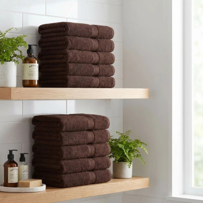 serviette invité marron en coton lot de 10 unités 