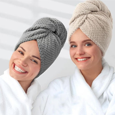serviette pour les cheveux au design turban avec bouton