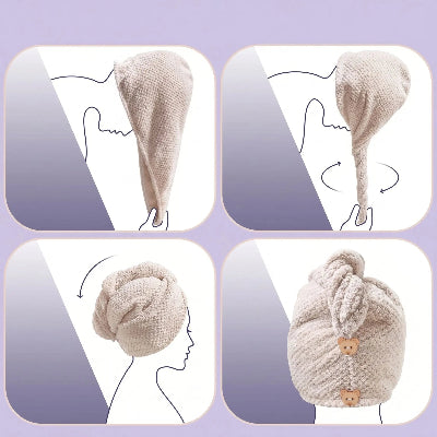 serviette pour les cheveux pouvant envelopper tous types de longueurs