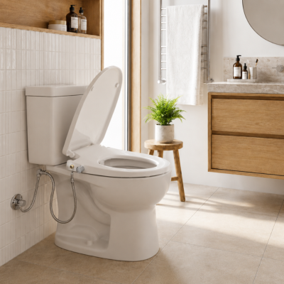 siège de toilette blanc avec bidet fermeture silencieuse
