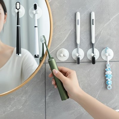 Support brosse à dents a fixation murale adhésive