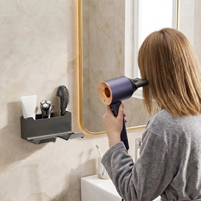 Support de rangement pour sèche-cheveux avec compartiments intégrés