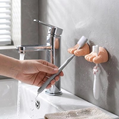 Support mural pour brosses à dents avec fixation sans perçage