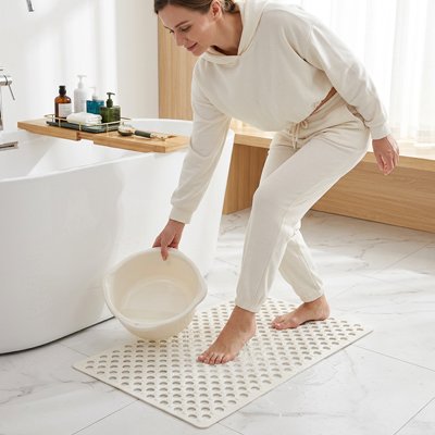 Tapis antidérapant salle de bain blanc souple et flexible