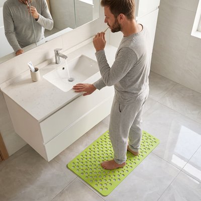 Tapis antidérapant salle de bain vert à entretien facile
