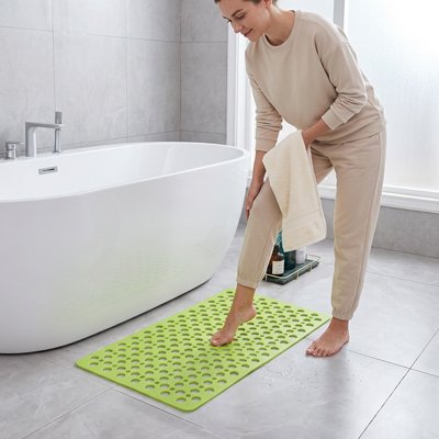 Tapis antidérapant salle de bain vert de forme rectangulaire ergonomique